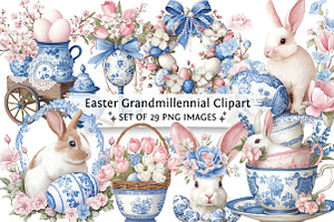 Easter Grandmillennial Clipart, an Illustration by DreamPrint404