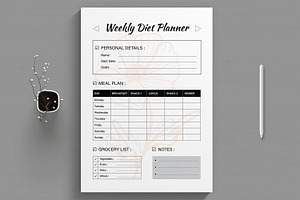 Weekly Diet Planner Template Layout, a Stationery Template by MightyDesign