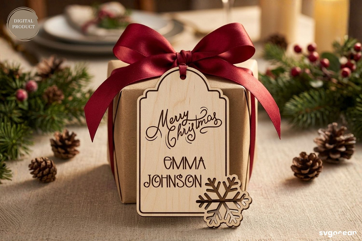 Christmas Gift Tag SVG Bundle, a Decorative Illustration by svgocean (Photo 8 of 17)