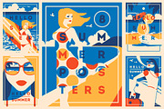 8 Summer Posters & Badges #2, a Decorative Illustration by Alexander Baidin (Thumbnail 1 of 6)