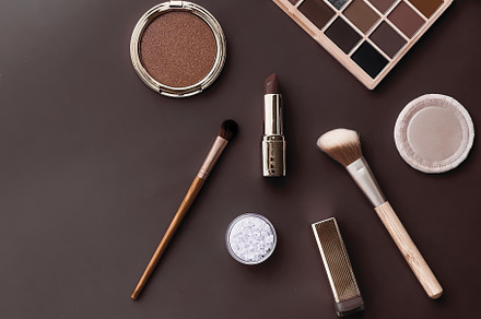 Beauty, make-up and cosmetics flatlay design with copyspace, cos, a Beauty & Fashion Photo by Anneleven