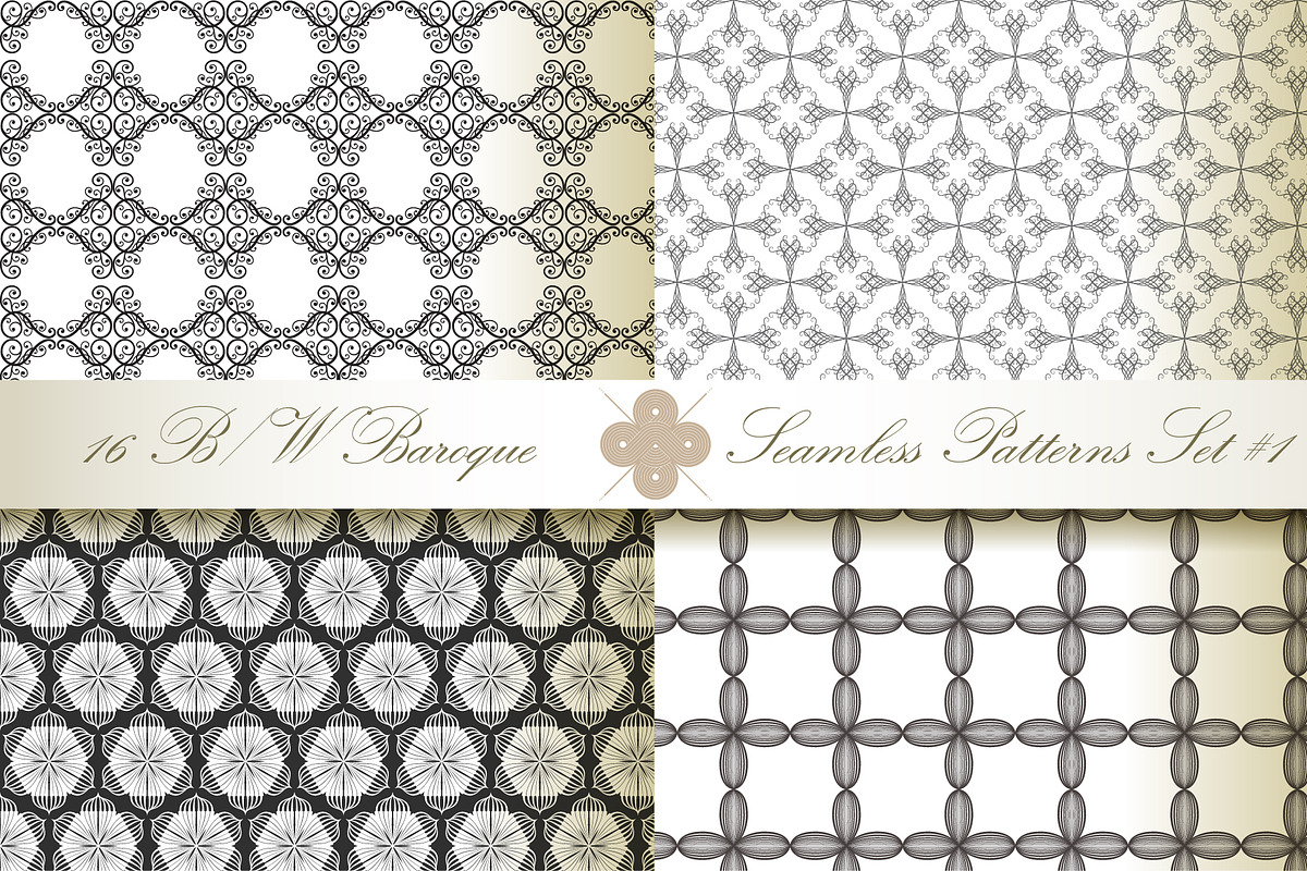 16 B&W Seamless Baroque Florals #1, a Pattern Graphic by Patternalized (Photo 2 of 5)