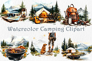 Watercolor Camping Clipart, a Sport Illustration by GalaDesign03 (Thumbnail 1 of 7)
