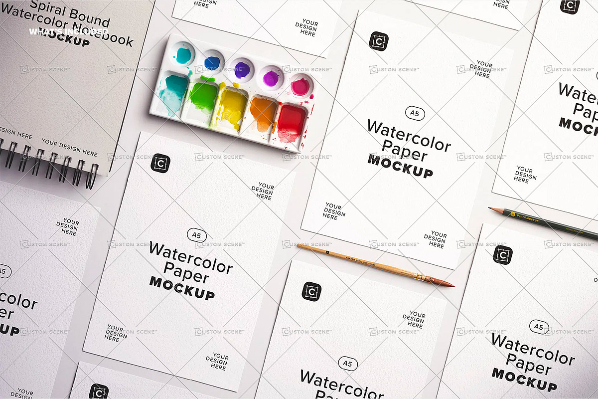 Watercolor Paper Mockup Layout, a Product Mockup by Custom Scene (Photo 10 of 10)