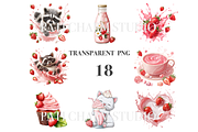 18 Strawberry Milk Clipart, a Decorative Illustration by Pati Charm Studio (Thumbnail 3 of 8)
