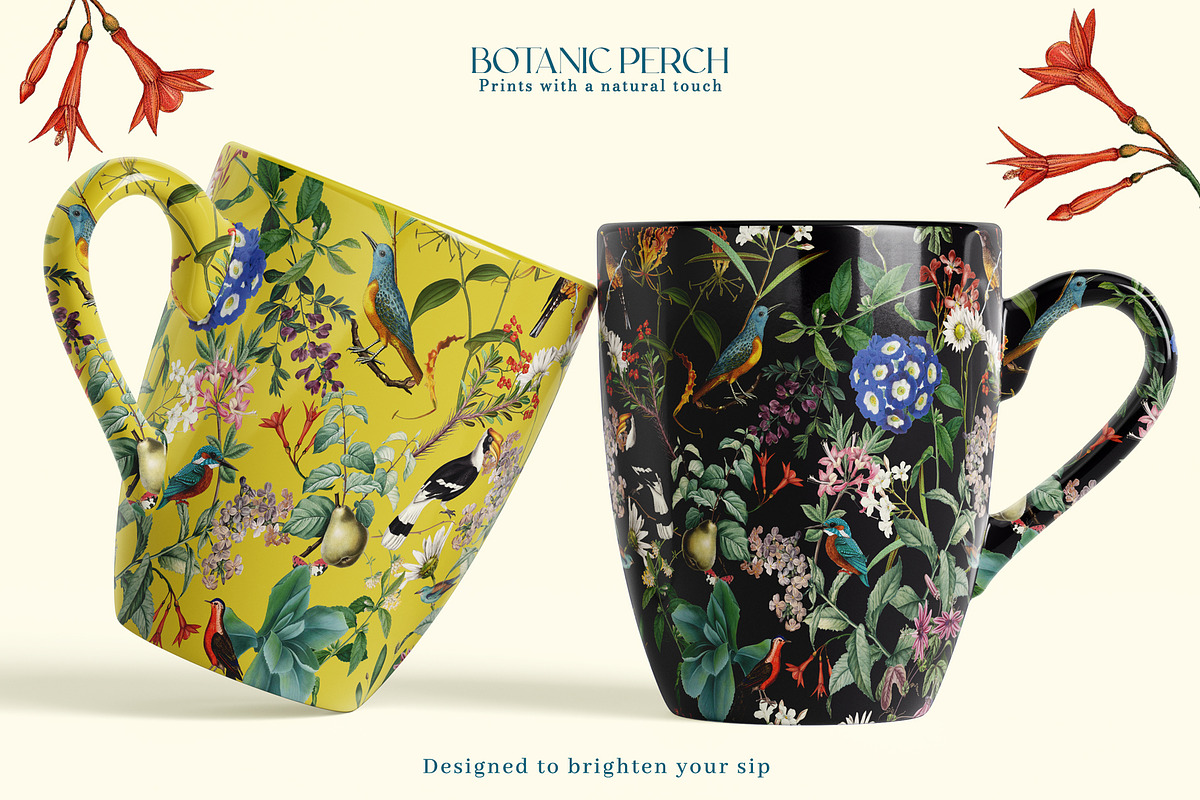 Botanic Perch Prints & Patterns, a Pattern Graphic by GND ART STUDIO