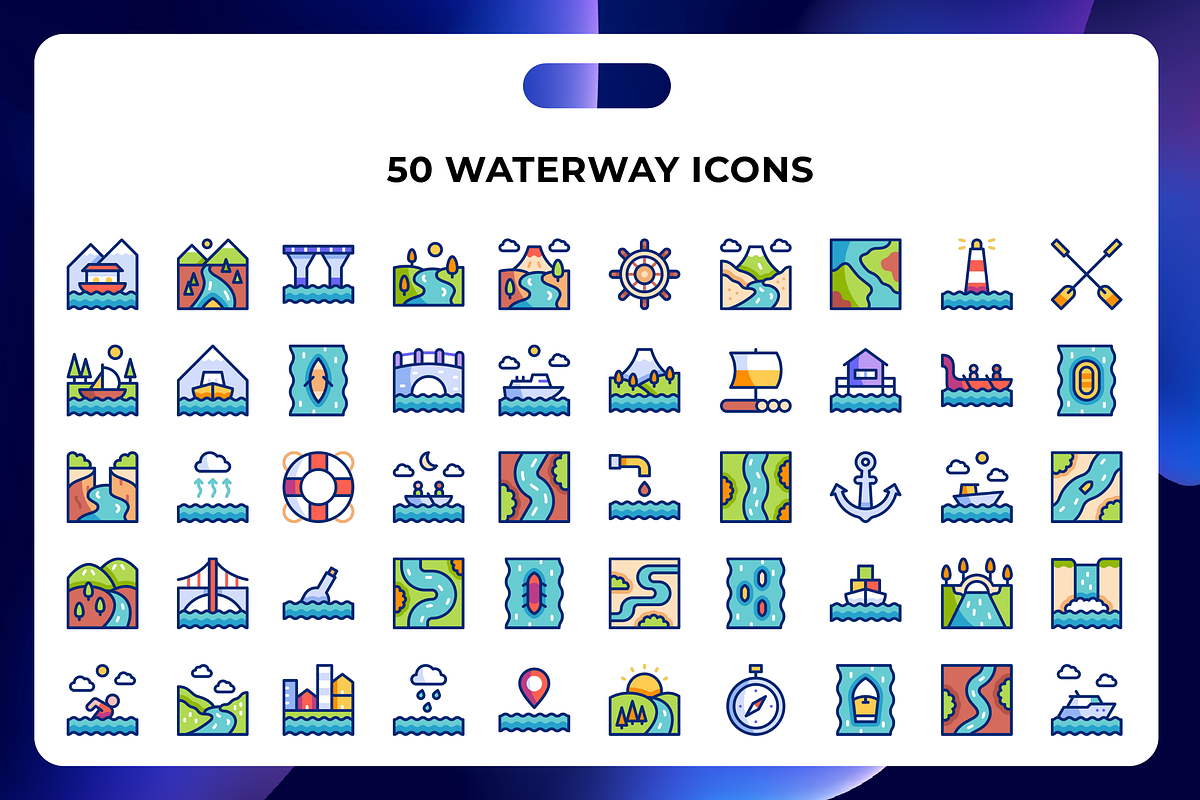 50 Waterway Icons, an Icon by Wencory