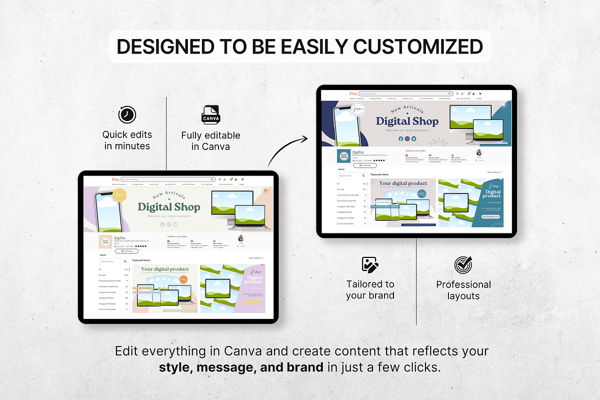Etsy Shop Bundle Canva Templates, a Branding & Logo Template by DigiPax (Photo 8 of 11)