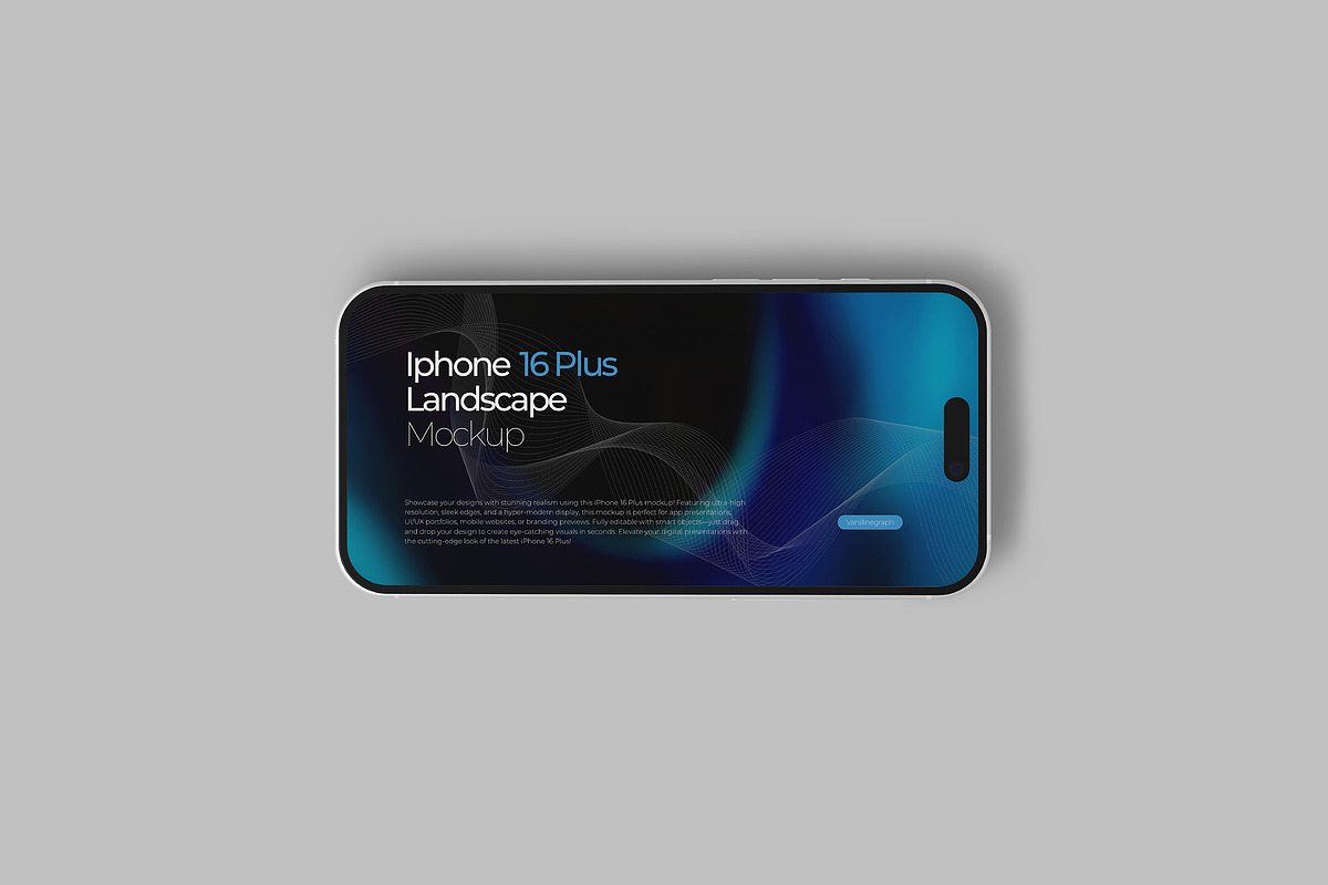 Iphone 16 Plus Landscape Mockup, an iPhone Mockup by VanillineGraph (Photo 2 of 4)