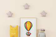Hot Air Balloons Watercolor Clipart, a Transportation Illustration by AnastasiaWatercolor (Thumbnail 9 of 9)