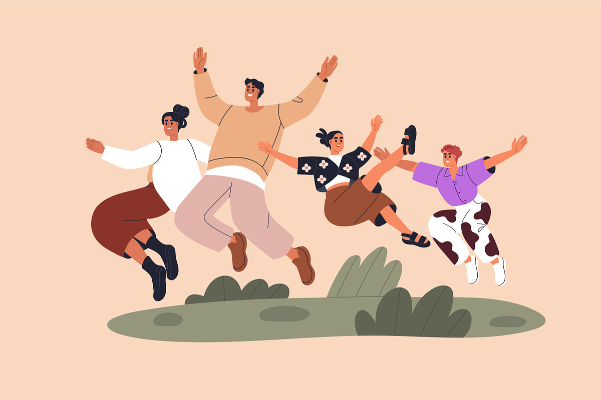 Happy families jumping with kids set, a Person Illustration by Good Studio (Photo 8 of 13)