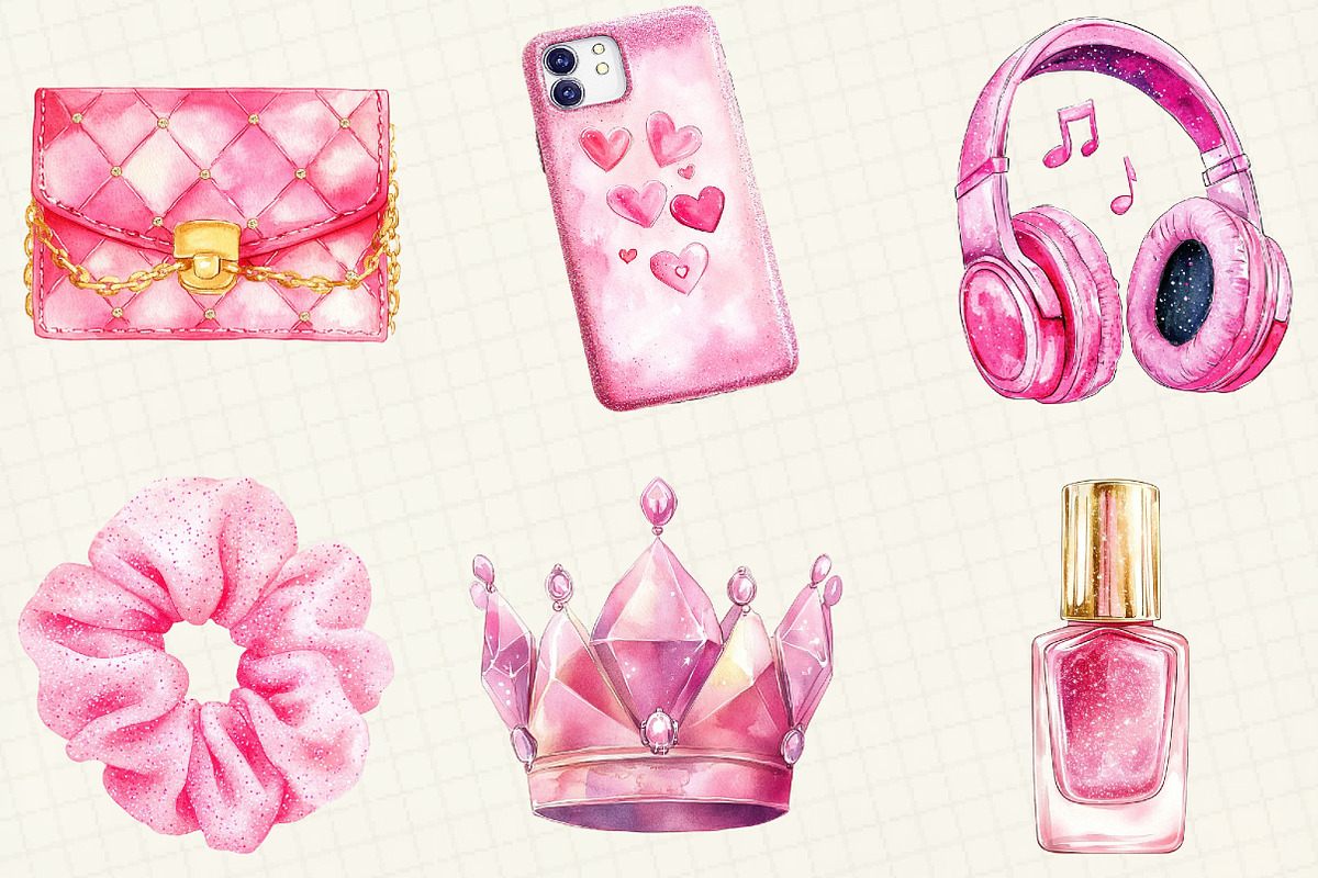 Glitter Pink Girl Sublimation Clipar, an Illustration by OK Design (Photo 3 of 5)