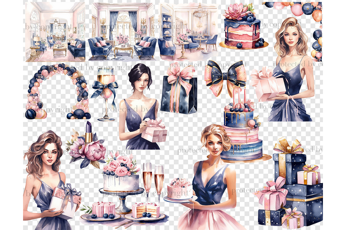 Happy Birthday Clipart PNG, a Person Illustration by GlamArtZhanna (Photo 5 of 5)