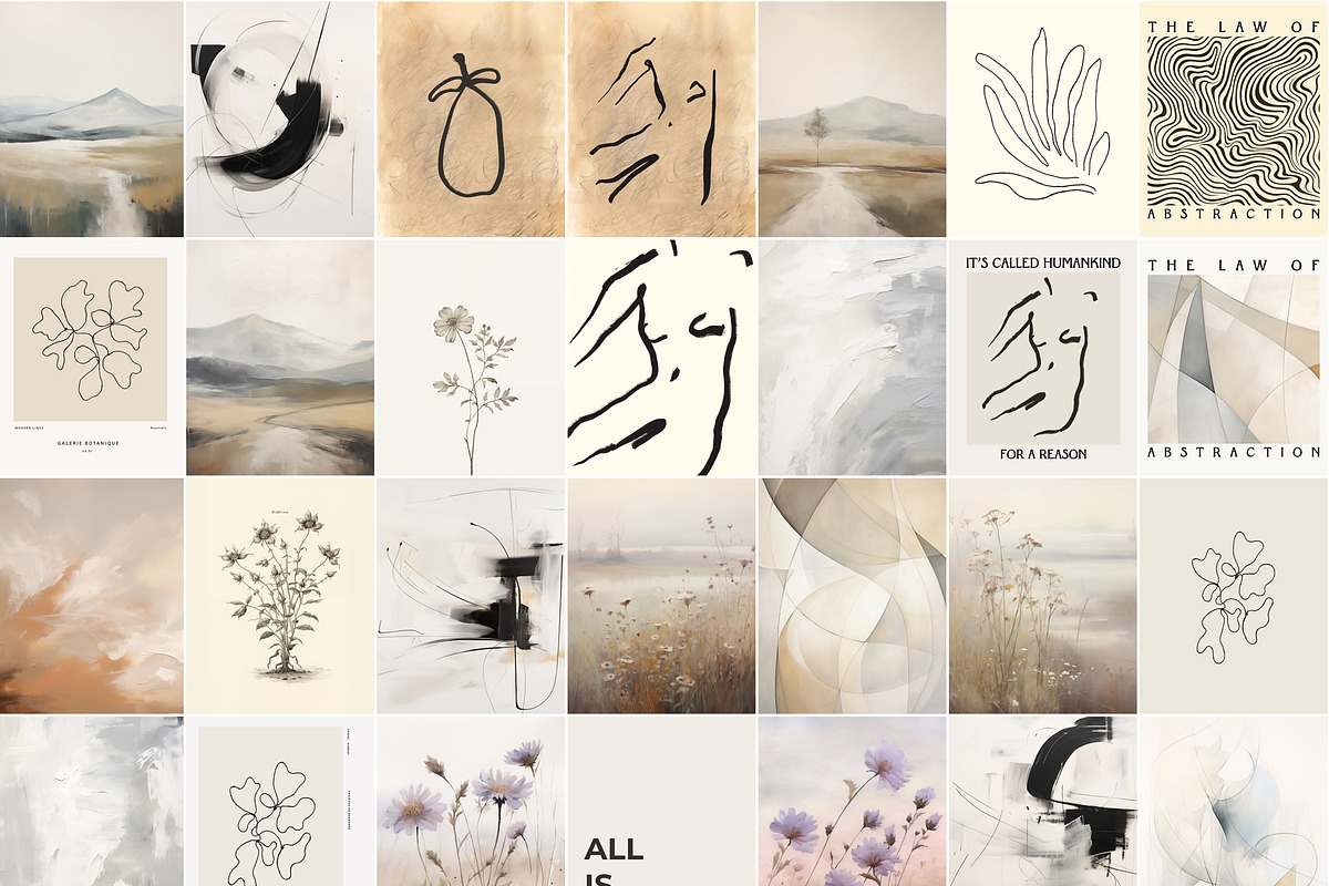 Neutral Minimalist Abstract Prints, a Background Graphic by Laras Wonderland (Photo 3 of 10)