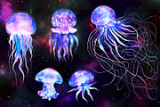 Jellyfish in the Galaxy Abstract set, a Texture Illustration by white angel arts (Thumbnail 10 of 16)