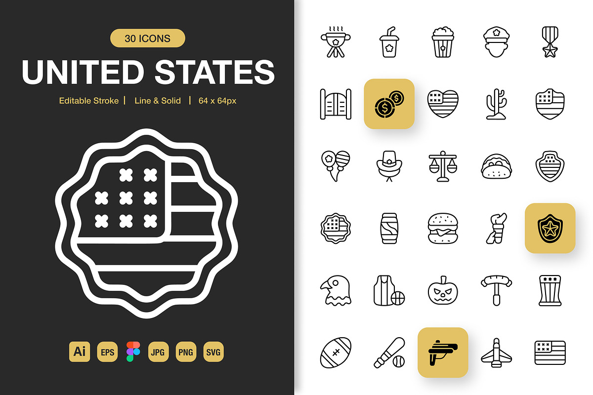 United States Icons, an Icon by Spacepixel Creative (Photo 1 of 3)
