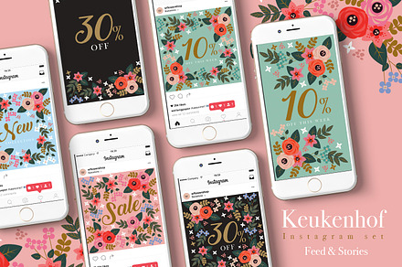 Keukenhof Instagram Set, a Social Media Template by Werlang Paper