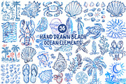 Hand Drawn Beach Ocean Elements, an Illustration by SinaCreation (Thumbnail 1 of 11)