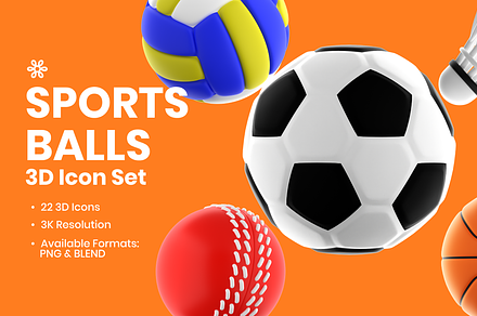 3D sports balls illustration icons, an Object 3D Model by Cycloid