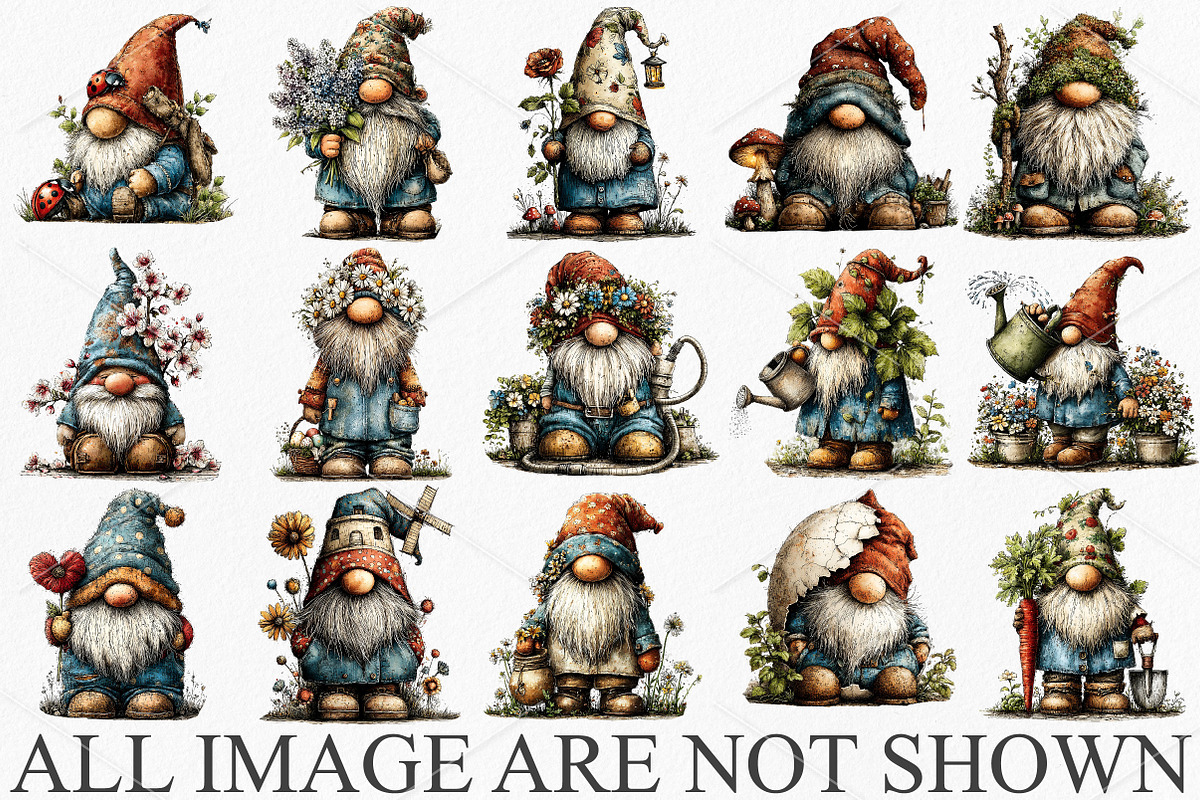 Whimsical Spring Gnome Clipart PNG, an Illustration by Canvas Craft (Photo 3 of 7)