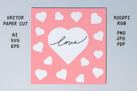 Vector hearts cut out