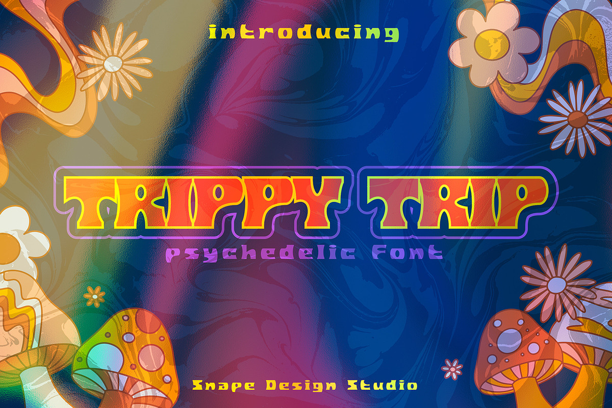 Trippy Trip - Psychedelic Font, a Font by Snape Design Studio (Photo 1 of 5)