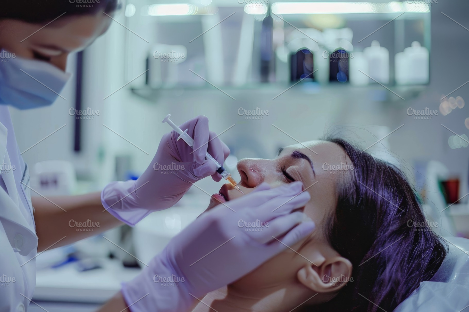 A healthcare professional in gloves, a Photo by Tanuart