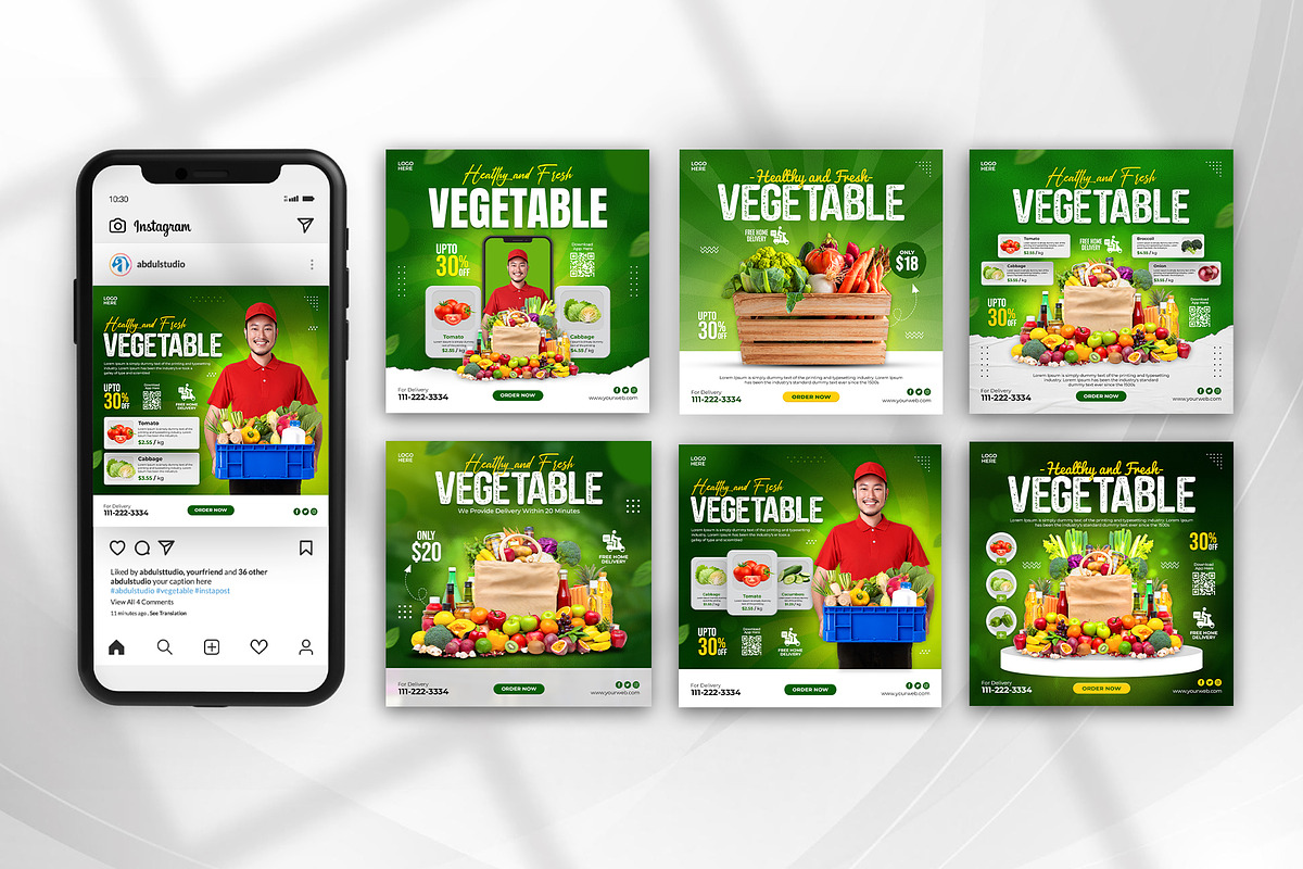 Vegetable Instagram Post Template, a Social Media Template by Abdul Studio (Photo 2 of 4)