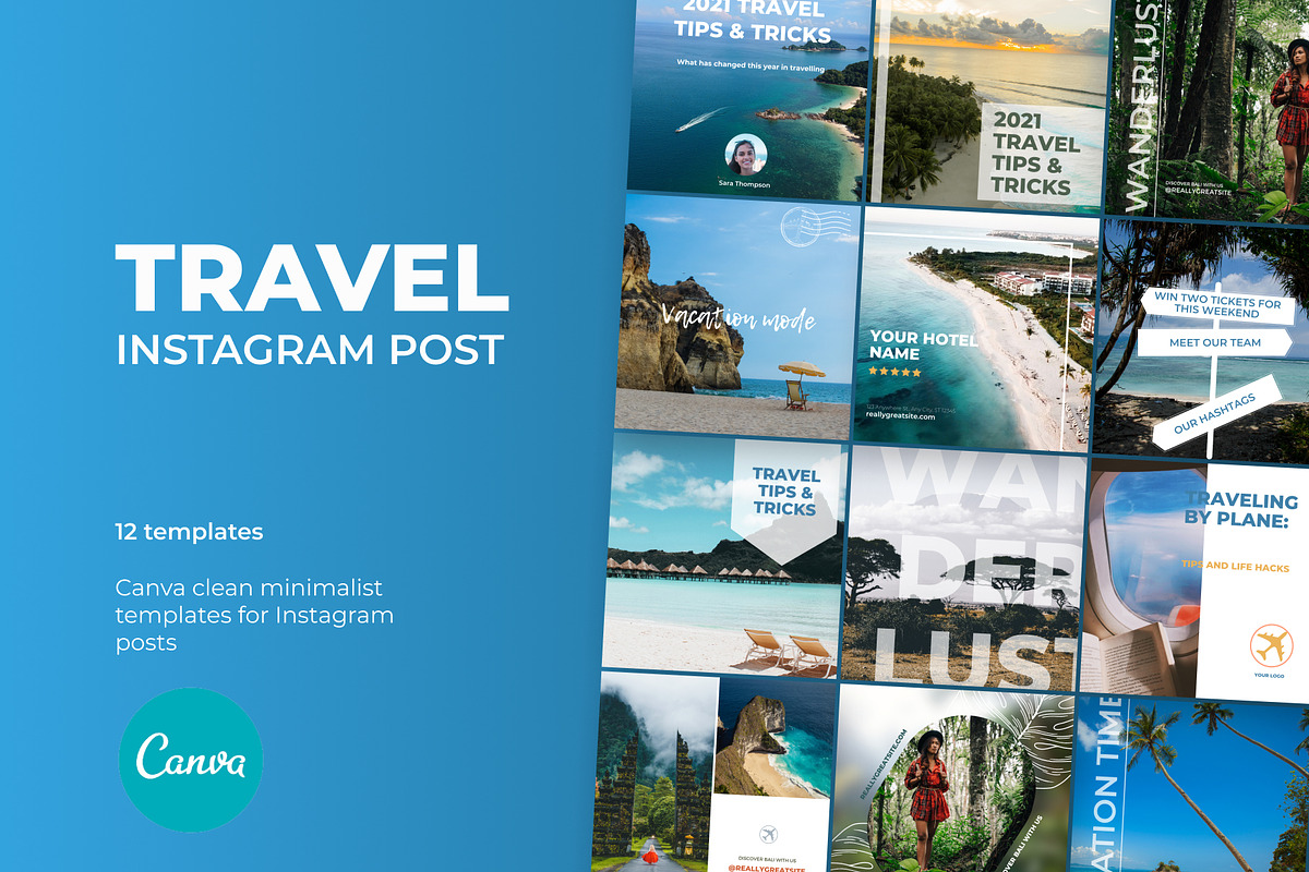 Travel Canva templates for Instagram, a Social Media Template by helgascandinavus (Photo 1 of 3)