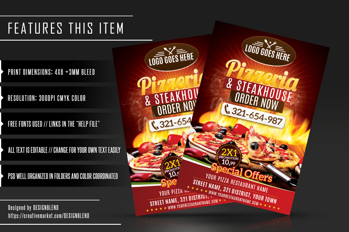 Pizza Delivery Flyer Template PSD, a Flyer Template by designblends@gmail.com (Photo 2 of 3)