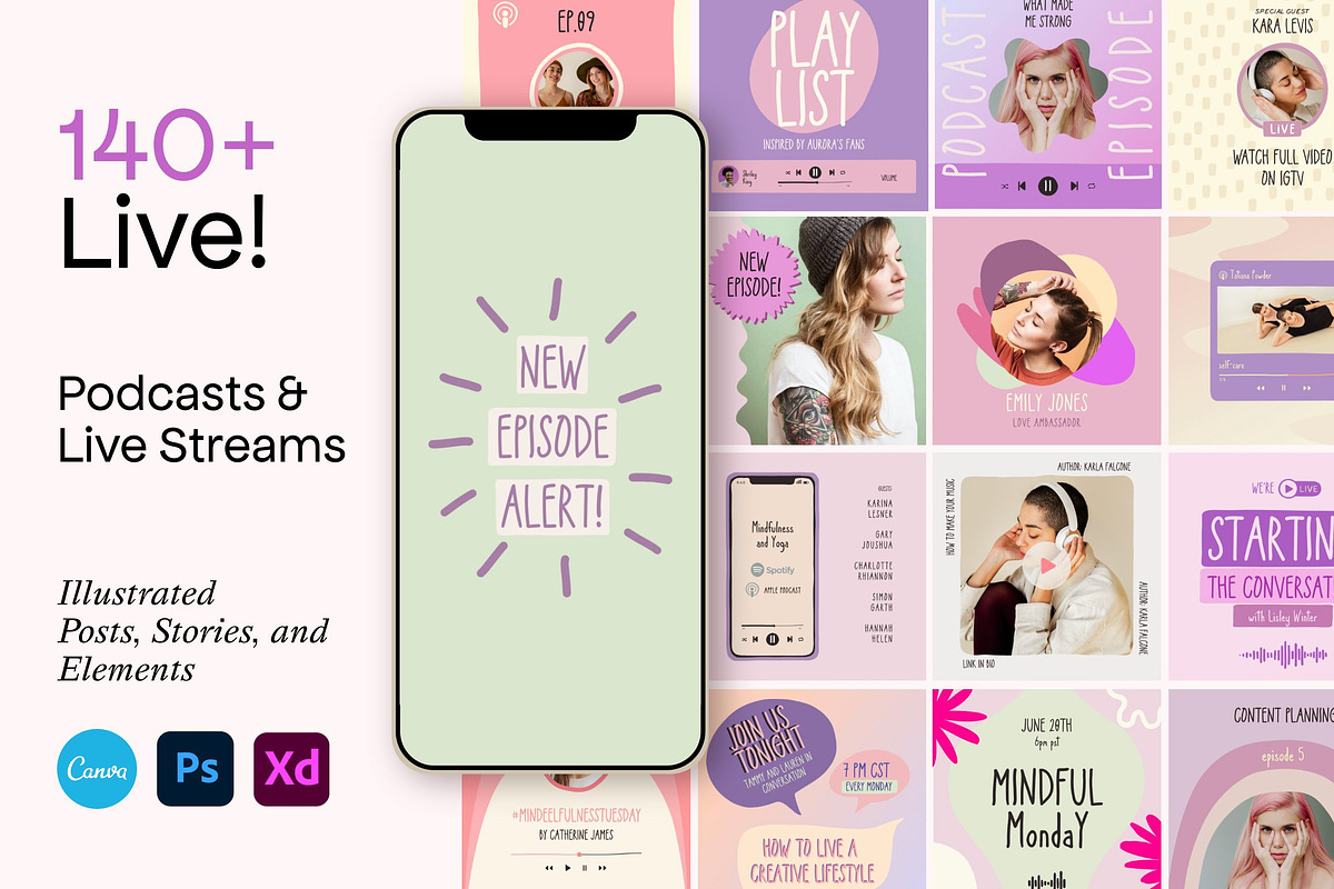 Podcast and Live Instagram Creator, a Social Media Template by Sparrow & Snow (Photo 1 of 19)