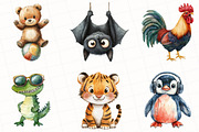 Watercolor Funny Animals Clipart, an Illustration by OK Design (Thumbnail 3 of 5)