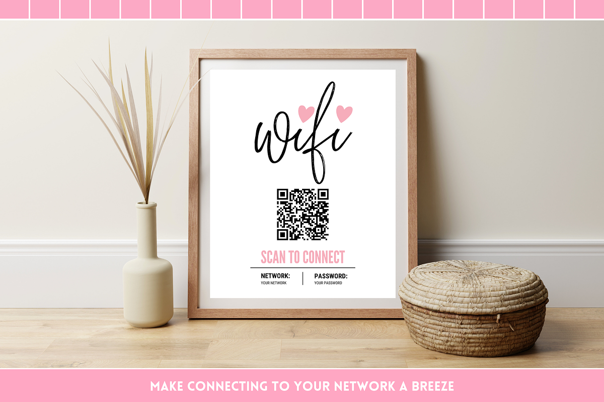 Pink & Black WiFi QR Code Sign, a Flyer Template by SunshineStudioBoutique (Photo 9 of 10)