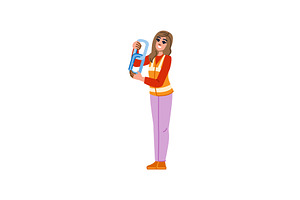Female construction worker holding, an Illustration by pikepicture