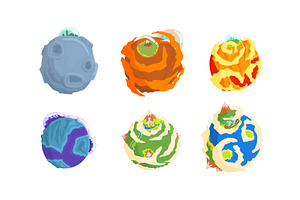 Fantastic Planets with Alien Life, an Object Illustration by TopVectors