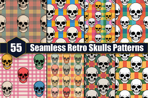 Seamless Retro Skulls Patterns, a Pattern Graphic by protabsorkar11