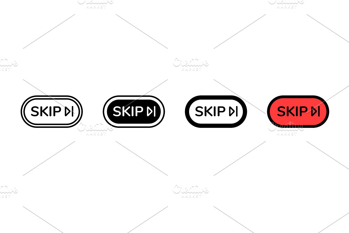 Various styles of skip button icons, a Technology Illustration by skripnikbb