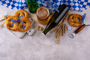 Bavarian brezel and beer, a Food & Drink Photo by Yulia Furman