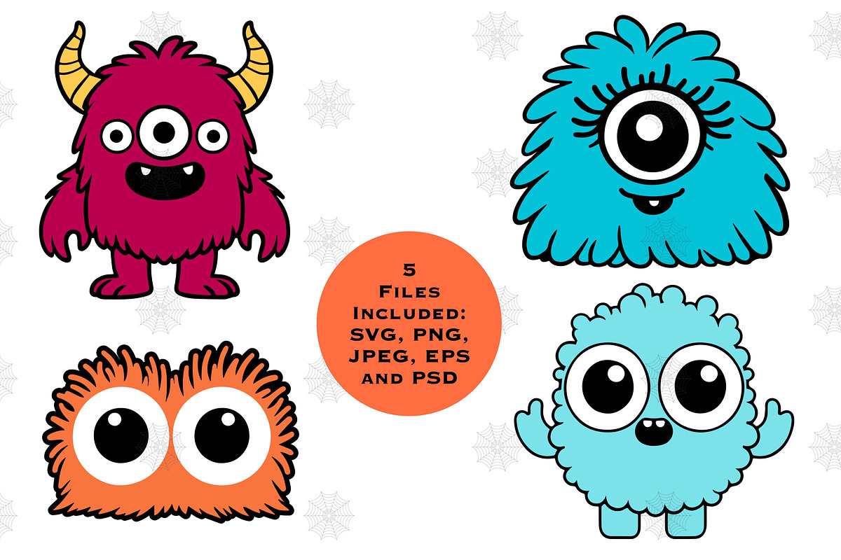 19 Cartoon Friendly Monsters, a Seasonal Illustration by Baby Squid Ink (Photo 3 of 7)