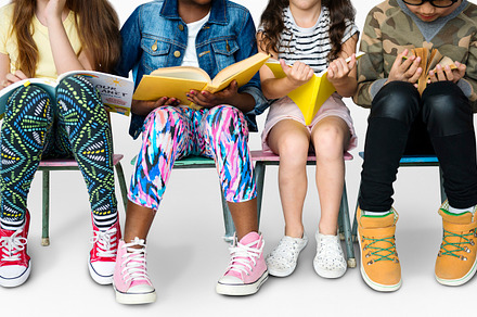 Diverse kids education containing studio, 2017, and reading, a School & Education Photo by rawpixel
