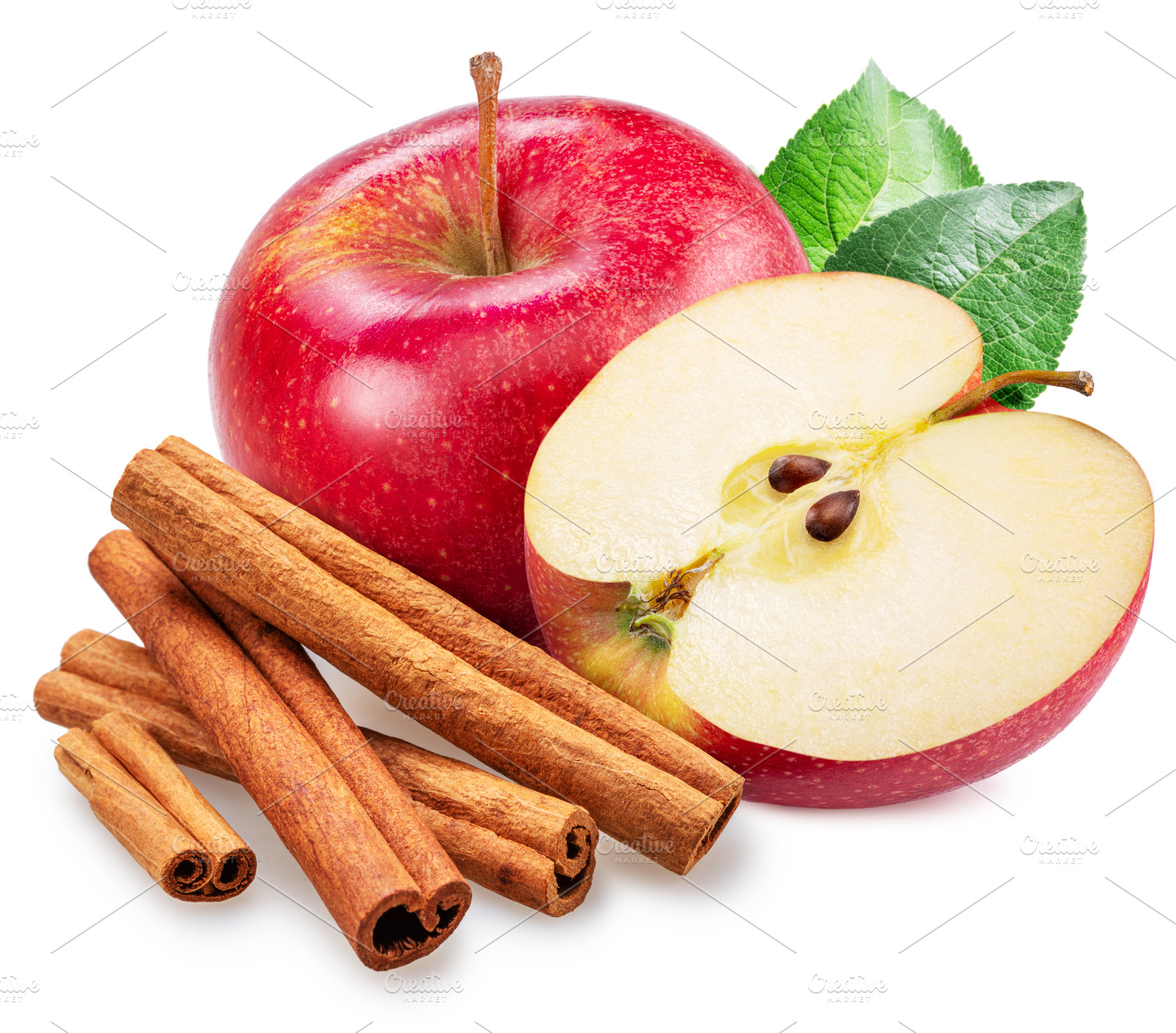 Red appleand cinnamon sticks, a Food & Drink Photo by Volff