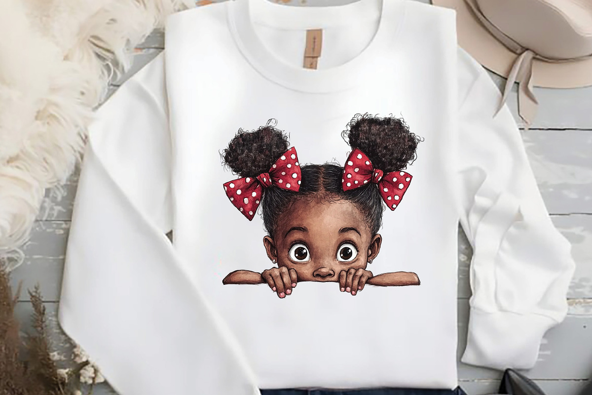 Peeking Black Girls Sublimation PNG, an Illustration by DreamCafeArt (Photo 4 of 5)