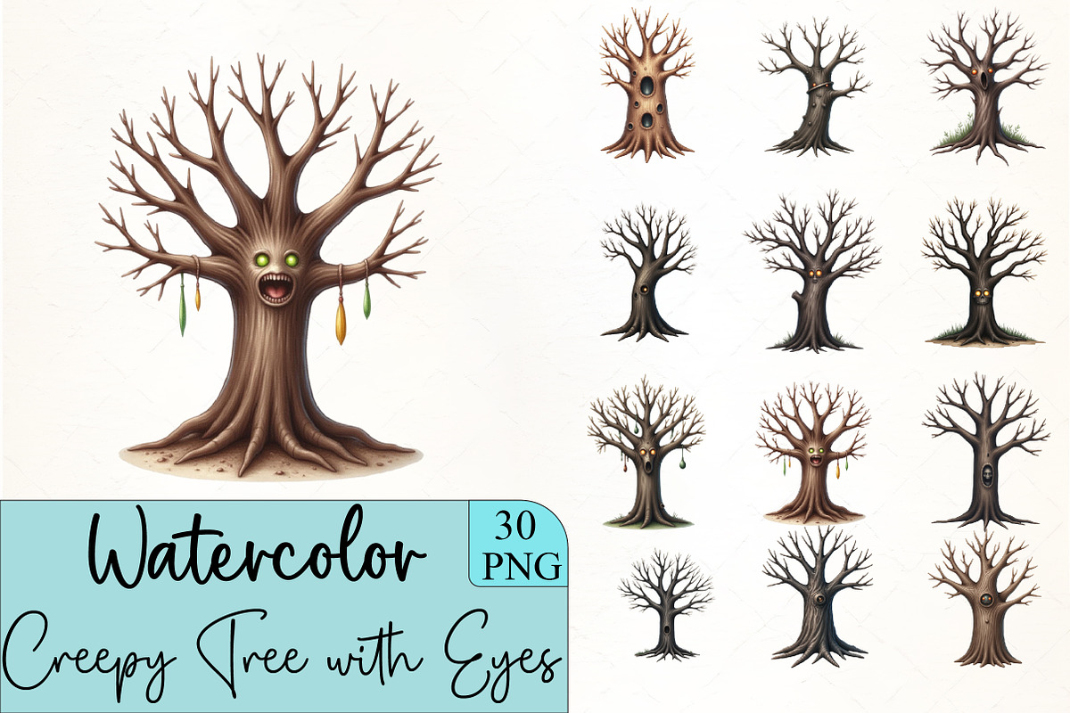 Creepy Tree with Eyes Clipart, an Illustration by CrexoraLab (Photo 1 of 5)