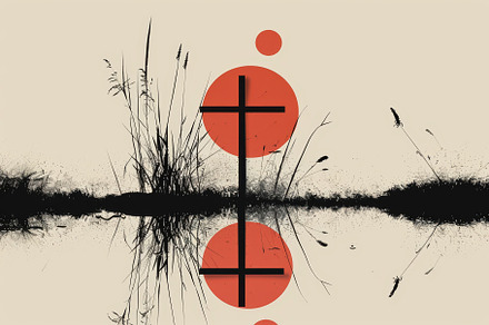 A cross positioned on top of a body, a Photo by Iftikhar Alam