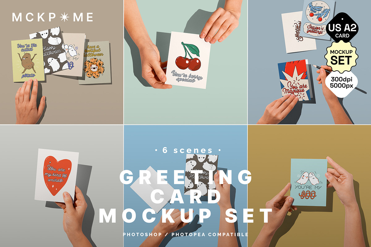 US A2 greeting card mockup set, a Merchandise Mockup by MCKP*ME (Photo 1 of 7)