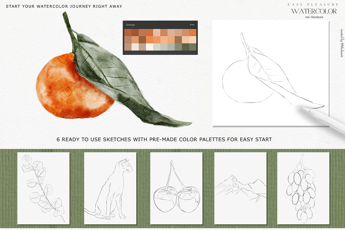 Easy Watercolor Studio for Procreate, a Brush Add-On by Liquid Amethyst Art (Photo 5 of 12)
