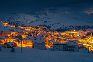 Beautiful view with ski resort, an Architecture Photo by Alpine Dreams
