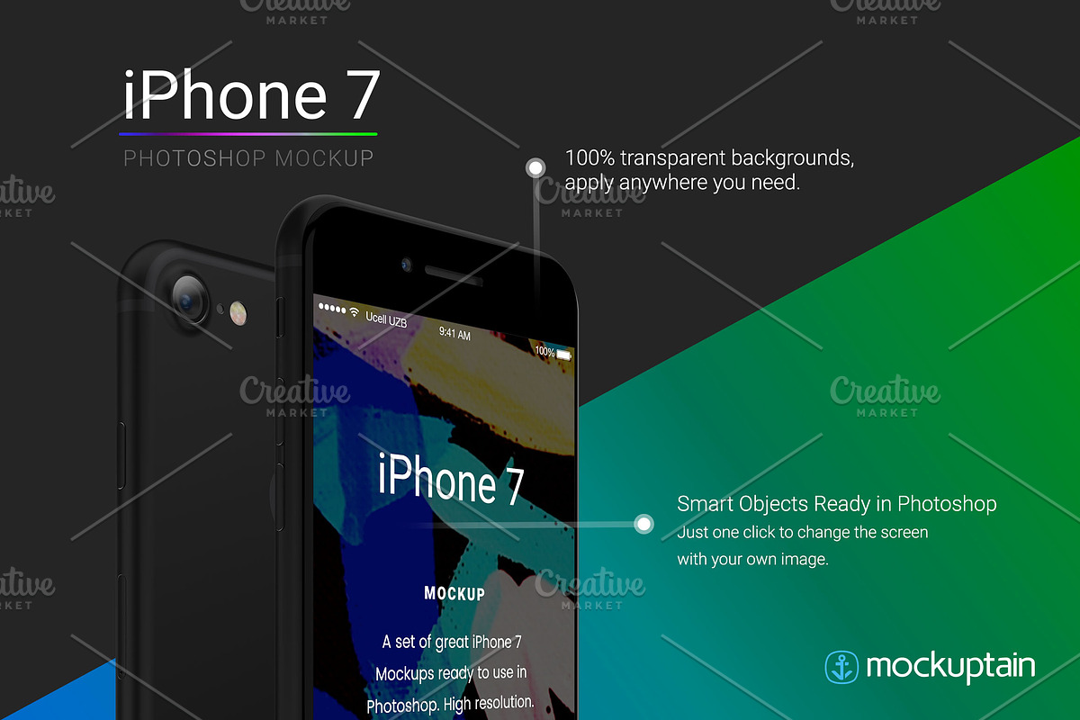 Iphone 7 Mockup Angled Black, an iPhone Mockup by mockuptain (Photo 4 of 7)