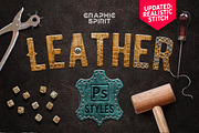 Leather Layer Styles For Photoshop, a Layer Style Add-On by Graphic Spirit (Thumbnail 1 of 6)