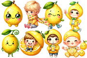 Watercolor Lemon Kid Clipart, an Illustration by Designworld (Thumbnail 2 of 5)